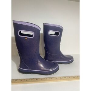 Bogs Girls' Glitter Snow Rainboot Purple Waterproof Pull On Sparkling Size 5Y